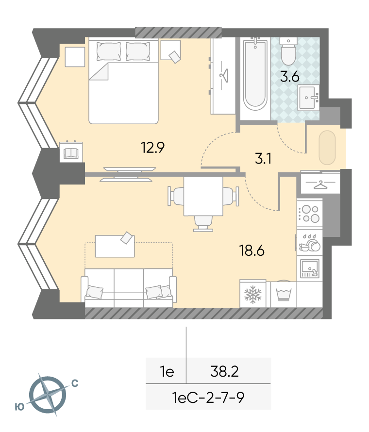 1-комнатная квартира в ЖК Зиларт