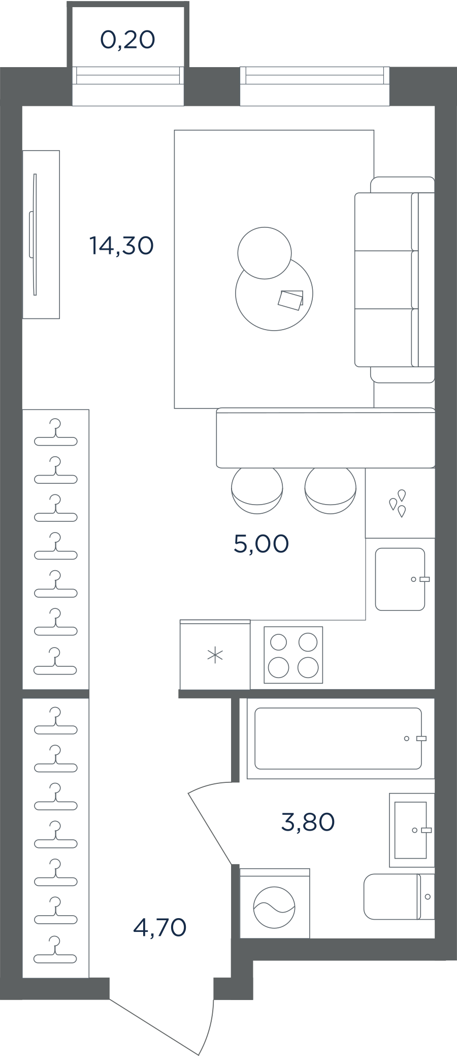 Квартира-студия в ЖК Равновесие