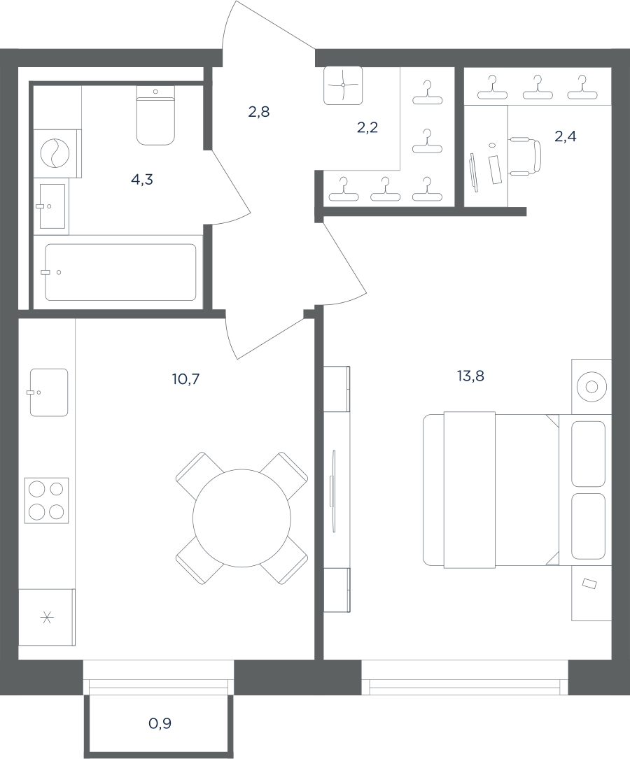 1-комнатная квартира в ЖК Равновесие