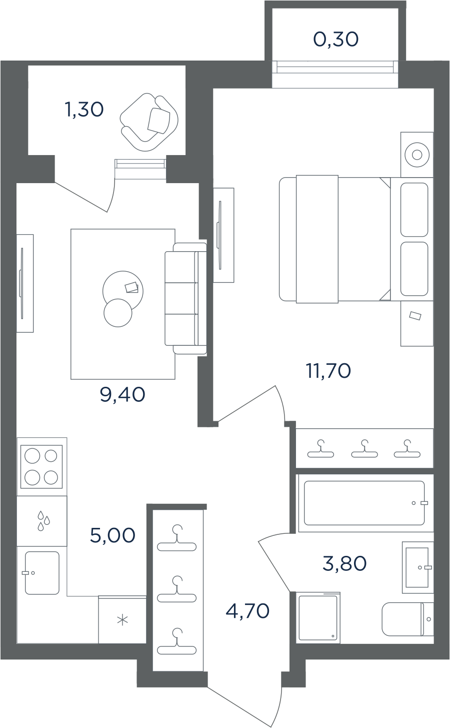 2х-комнатная квартира в ЖК Равновесие